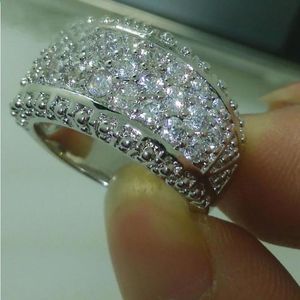 Vintage Lab Diamond Ring 10kt White Gold Wedding Band Rings For Women Bridal Promise Engagement Sieraden Gift QGAXL
