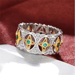 Vintage Lab Emerald Diamond Finger Ring 925 Sterling zilveren Party Wedding band Ringen voor Vrouwen Mannen Engagement Sieraden Gift