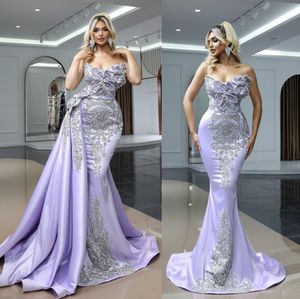 Elegante sirena vestidos de noche divididos 2023 con tren desmontable cariño con cuentas vestidos de fiesta árabes formales hechos a medida GB1006