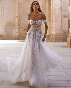 Vintage Lace Mermaid Trouwjurken Puff Tule Corset Bride Robe Sweetheart Bridal Jurys Sexy Mouwess 2024 Vestidos de Noiva