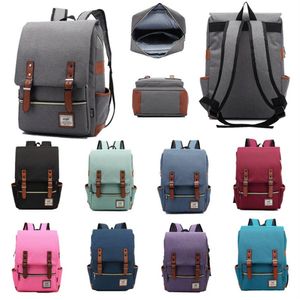 Vintage Laptop Bag Backpack Women Mens Knapsack School College Racksack Fits 15 inch Notebook Computer Bags Shoulderbag Bookbag Sa267H