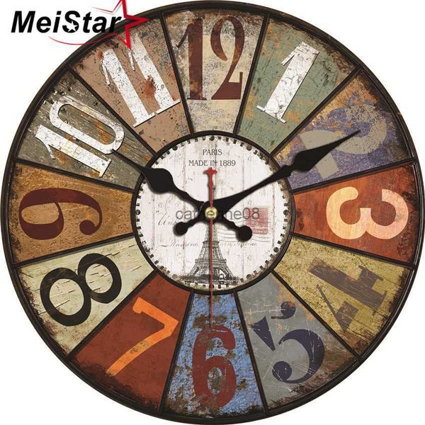 Vintage grande conception abstraite horloge silencieuse chiffres arabes colorés café cuisine horloges murales montres décor à la maison