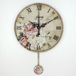 Vintage Grote Decoratieve Klok Mute Quartz Home Horloge Mode Woonkamer Muur Horloges Huwelijksgeschenken Duvar Saati 210310