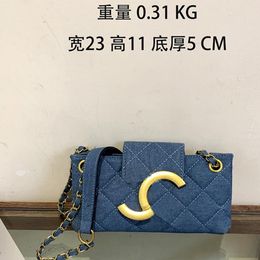 Vintage grandes lettres Sac de messager Diamond réseau Portefeuille en cuir en cuir Denim Sacs à bandoulims Unisexe Chaines de monnaie de monnaie