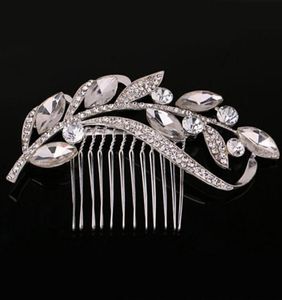 Vintage Blad Kristal Zilver Bruids Haarkammen Haarspeld Tiara Bruiloft Haaraccessoires Haarsieraden Bruidshoofdstukken7043408