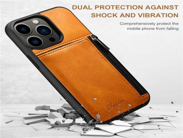 Case de cuero vintage para iPhone 13 12 Pro Max Protective Full Protective Soft Bumper Cadena de billetera Cadena de billetera Sturdy Shell Shock7792624