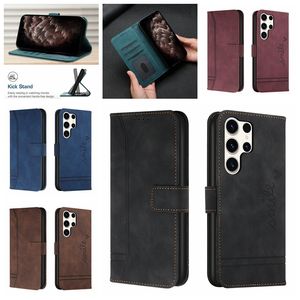 Vintage lederen portemonnee hoesjes voor Moto Edge 40 Neo G Power 2024 Play G14 G54 G84 Samsung A05S A15 A35 A55 A05 S24 Ultra Plus Hand Skin Feel Retro ID-kaartsleuf Flip Cover Pouch