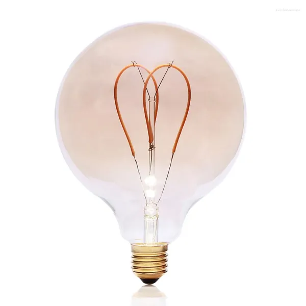 Bombilla LED Edison Vintage AC220V 4W filamentos de corazón en espiral regulables calentador de luz amarillo Retro Flexible