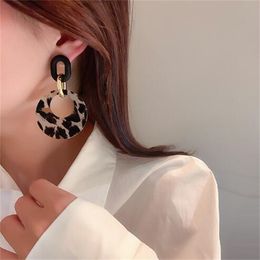 Vintage imprimé léopard géométrique cercle boucles d'oreilles pour femmes nouveau tempérament à la mode haut de gamme atmosphérique boucles d'oreilles bijoux GC2204