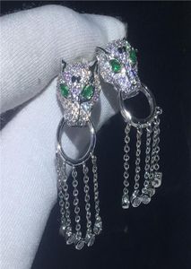 Vintage Luipaard Kwastjes Drop Earring 925 sterling zilver 5A Zirkoon Cz Party bruiloft Dangle Oorbellen voor vrouwen Bruidssieraden5524258