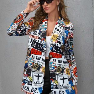 Chaqueta con estampado Irregular de letras Vintage para mujer