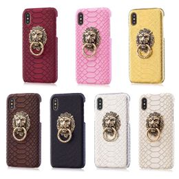 Vintage Lion Head Holder Phone Case voor iPhone 12 PRO X XR XS 11 PRO MAX Cool Snake Skin Shell voor iPhone 7 8 6 6 S Plus Hard Back Cover