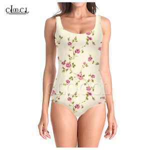 Vintage Kleine Bloemen 3D Print Meisjes Onepiece Badpak Badpak Mouwloos Slanke Sexy Dames Badmode Zomer 220617