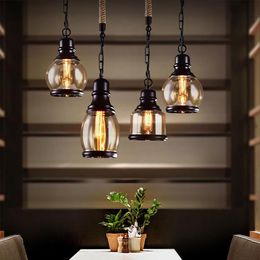 Lampe suspendue Vintage en verre ambre, Style industriel, luminaire décoratif d'intérieur, idéal pour un Loft, un Bar, un Restaurant, une chambre ou un Bar, 3 styles, 208P