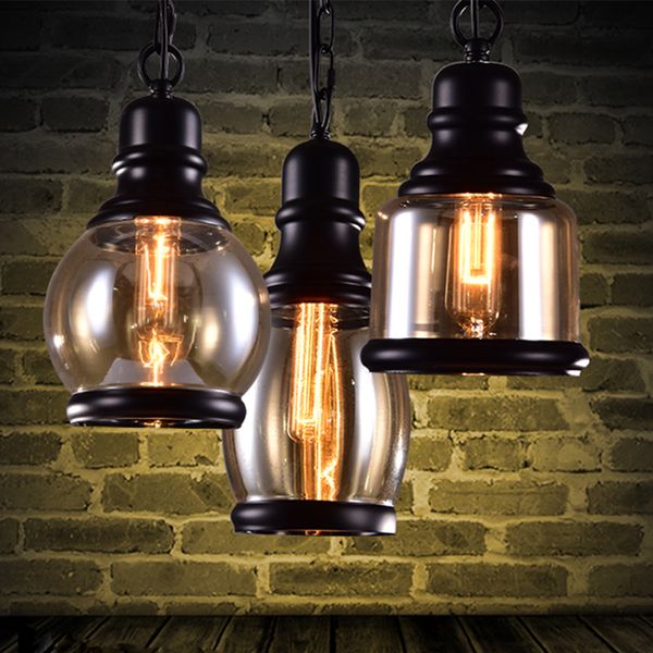 Vintage Loft suspension Style industriel ambre verre lampe Bar/Restaurant rétro chambre Bar chambre 3 Style suspension