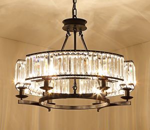 Vintage Loft Style Cristal Luminaire Bronze Noir Cristal Lustre Abat-Jour lampes pour Salon E14 Led lampe