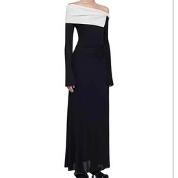 Vintage Long Black Bateau Neck Curffon Robes de soirée avec manches gaine plines de la cheville Longue Robe de fête de bal formel Robe de Sobree pour femmes