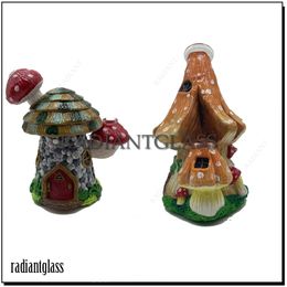 Bangs 3D au look vintage 7" Narguilés en forme de champignon psychodélique Fumer Pipe à eau Heady Glass Bong avec nid d'abeille Perc Wax Dab rig Oil Rigs Bol en verre