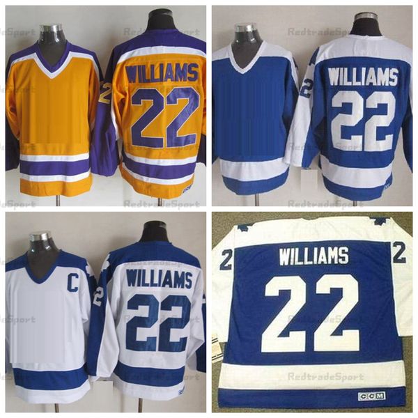 Vintage 1978-79 Dave Mens 22 Maillots de Hockey Tiger Williams Jaune Bleu Blanc Chemises Cousues C Patch M-XXXL