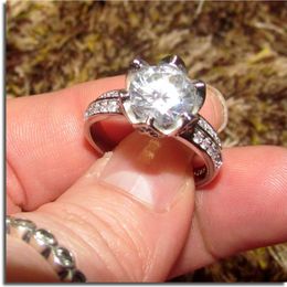 Vintage Lotus vorm 100% silod 925 sterling zilver 2CT ronde gesimuleerde diamanten ringvinger engagement trouwringen ringen voor vrouwen maat 5-10