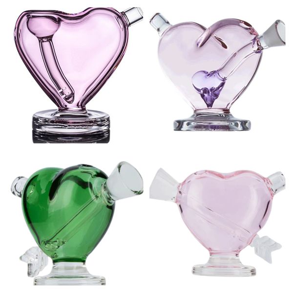 Vintage Love Heart Glass Pipe Bong Spoon Style Fumer pour l'usage du tabac peut mettre le logo du client par DHL UPS CNE