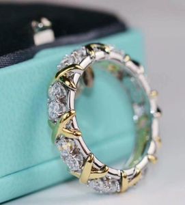 Anneau de luxe vintage anneaux d'amour anneaux Schlumbergers Brand Designer 925 Logo Silver Cross Diamond Ring Finger pour les femmes Fashi8031109