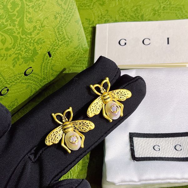 Boucles d'oreilles d'abeilles de luxe vintage Classic Designer Style Charm Boucles d'oreilles printemps 18k Boucles d'oreilles plaquées de haute qualité