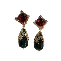 Boucles d'oreilles médiévales, bijoux de luxe Vintage, vente en gros, Style cour médiévale, perle de verre, Clip rétro