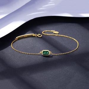 Vintage Luxus synthetische Smaragd S925 Silber Armband Frauen Schmuck koreanische Mode vergoldet 18 Karat Gold exquisite Armband Zubehör Geschenk