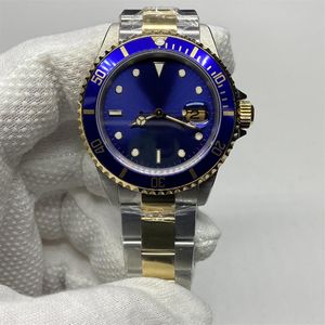 Reloj de lujo vintage BP fábrica bisel azul Half Gold Blue Dial Swiss 3135 movimiento 40 mm reloj automático para hombres 281H