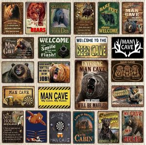 Vintage Man Cave Tin Sign Bears Metalen Bord Poster Metalen Platen Voor Muur Home Craft Cafe Muziek Bar Garage Decoratie Vintage Poster gepersonaliseerde Art Decor 30X20CM w01