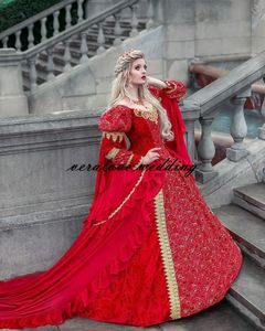 Vintage Medieval Fantasy Ball Gown Vestidos de novia Victorian Halloween Vestidos de fiesta nupciales Robes Soiree Red Plus Size