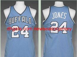 Vintage Men Buffalo #24 Wil Jones 1977-78 Basketbal Jersey op maat elke naam nummer jersey
