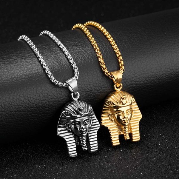 Vintage hommes colliers égyptien pharaon pendentifs chaîne collier mascarade fête en acier inoxydable bijoux cadeau d'anniversaire pour petit ami