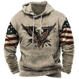 Vintage Heren Hoodie Amerikaanse Vlag Patroon Print Sweatshirt Street Fashion Lange Mouw Oversized Losse Y2k Kleding Mannen Hoodies 240119