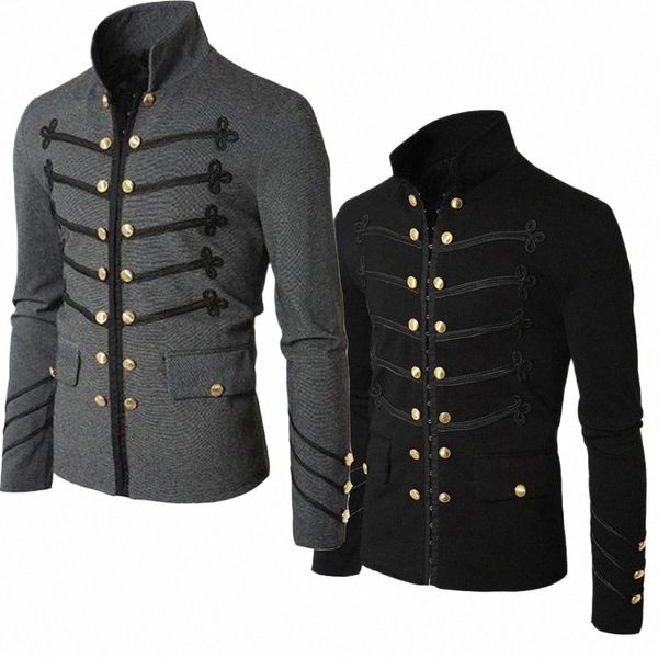 Vintage Hommes Veste Manteau Automne Steampunk Gothique Rock Style Zip Outwear Pardessus Manteaux Vestes Tops Vêtements I6Ao #
