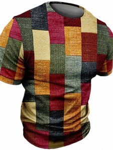 Vintage Heren T-shirt 3d Fi Patchwork Print T-shirt Oversized Casual Korte Mouwen Zomer Streetwear Mannen Kleding Tees tops 47VS #