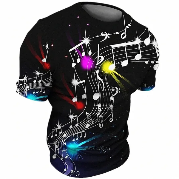 T-shirt vintage pour hommes Impression 3D Jazz Tops Guitare Clarinette T-shirt Classique Musique d'été À manches courtes Hip Hop Tee Pop T-shirt ample C3dh #