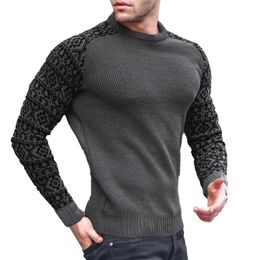 Suéter de invierno Vintage para hombre, moda de manga larga con cuello redondo, tejido de gofre, Jersey cálido, Tops, suéteres, ropa para hombre 240104