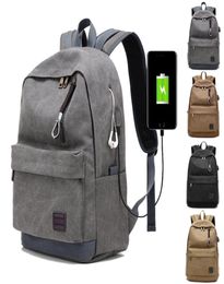 Vintage Men USB Charge sac à dos Unisexe Design Books Books for School Casual Rucksack Daypack Oxford Canvas ordinateur ordinateur portable Man Trave1060764