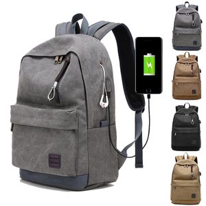 Vintage hommes USB Charge sac à dos unisexe Design livre sacs pour école décontracté sac à dos sac à dos Oxford toile ordinateur portable homme voyage sac à dos