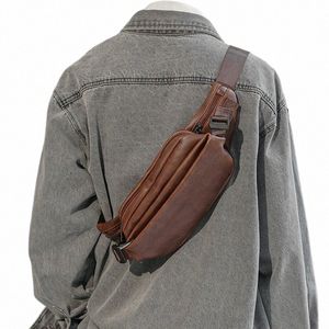 Vintage hommes taille Packs en cuir taille sacs homme Fanny Pack ceinture sac voyage poitrine sac mâle marron petit sac de taille Phe sacs 42MO #
