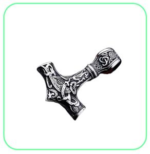 Vintage Men039S roestvrijstalen hanger ketting gravure Viking Hammer Mjolnir Norse Jewelry4072626