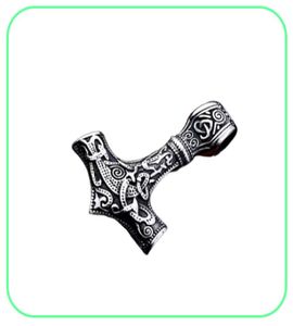 Vintage Men039s roestvrijstalen hanger ketting gravure Viking hamer Mjolnir Noorse sieraden6386399