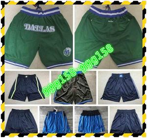Vintage Mens JUST DON Pocket Basketball Shorts Retro Mesh Classic Green Pants Auténtico cosido 2021 City Dallases Edition