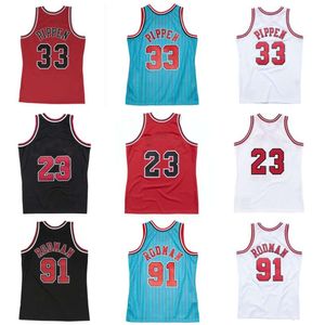 Vintage Mens Michael Basketball Jersey 1995-98 Scottie Pippen # 33 Dennis Rodman # 91 Authentiques Classics Classics Retro Jersey Youth Women S-XXL Basketball Jersey