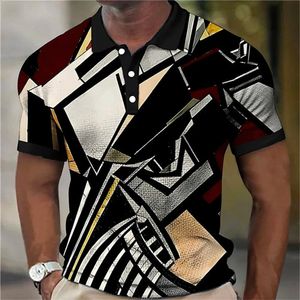 Vintage hommes polo chemise abstraite à carreaux imprimé art hommes vêtements ample surdimensionné-chemise quotidienne décontractée à manches courtes rue cool tops 240315
