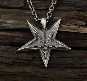 Vintage Mens Satanic Inversé Pentagramme Pentagramme Collier Pendent pour hommes Punk Demon Chaos Star Baphomet Bijoux Colliers 284K7669539