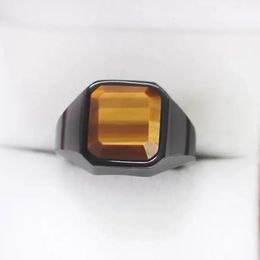 Vintage Mens Signet Rings Square Natural Eye Lapis Lazuli Stone Classic Male roestvrijstalen sieraden Gift voor vriend 240322