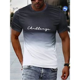 Camiseta vintage para hombre Cómoda y transpirable en verano Tops de manga corta con estampado degradado 3D Camiseta informal de moda urbana de verano Camiseta de gran tamaño Ropa para hombres